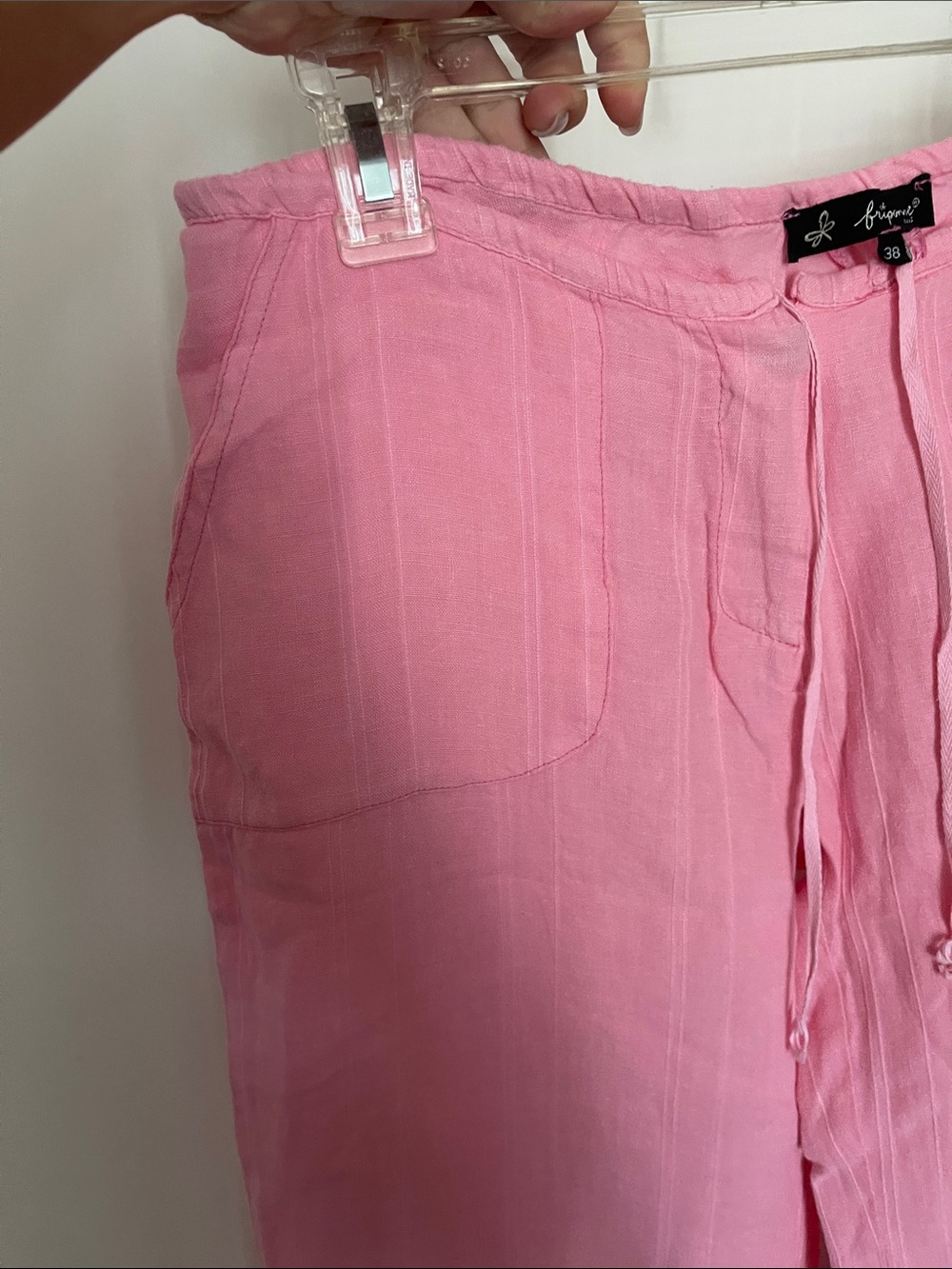 Pink Drawstring Linen Pants - Picture 4 of 11